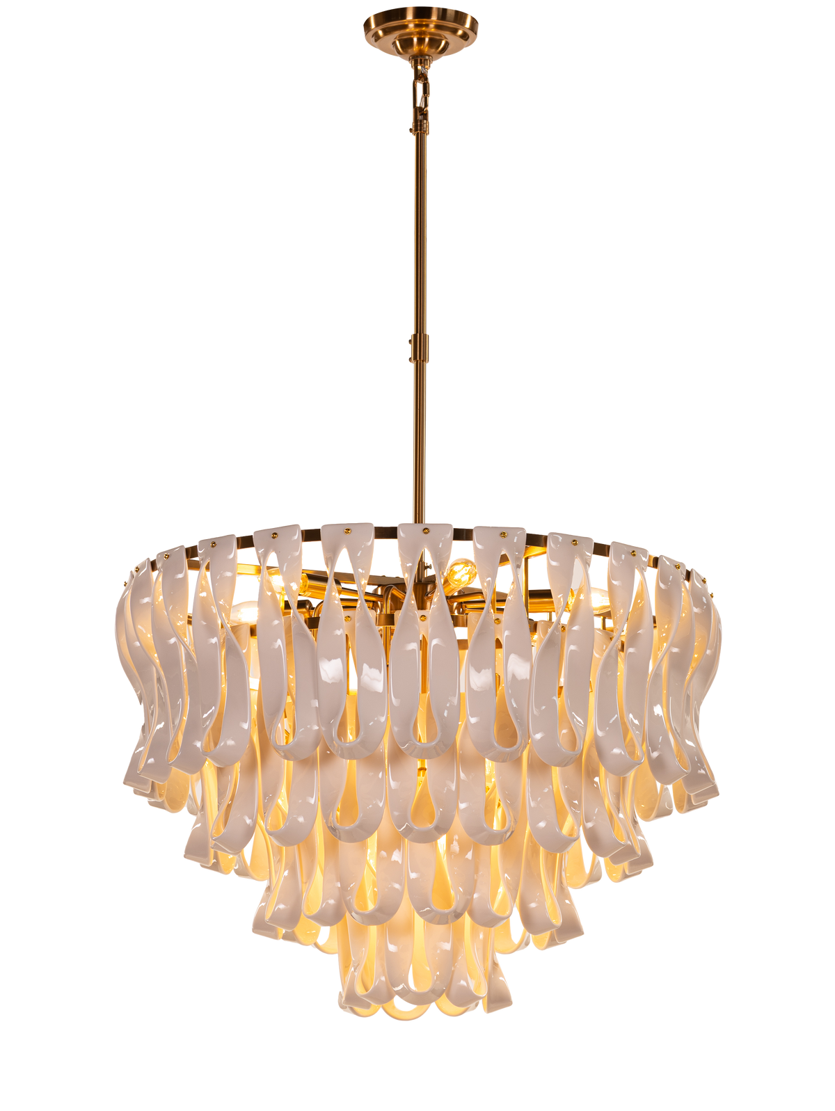 Vera (Round, Gold, White) Ceramic Chandelier