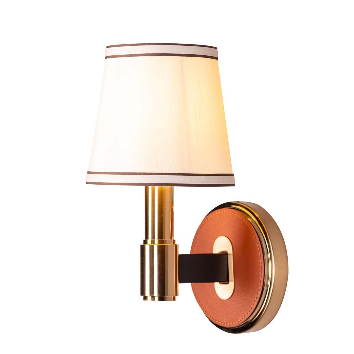 Ink & Ember (Gold, Brown) Faux Leather Wall Light