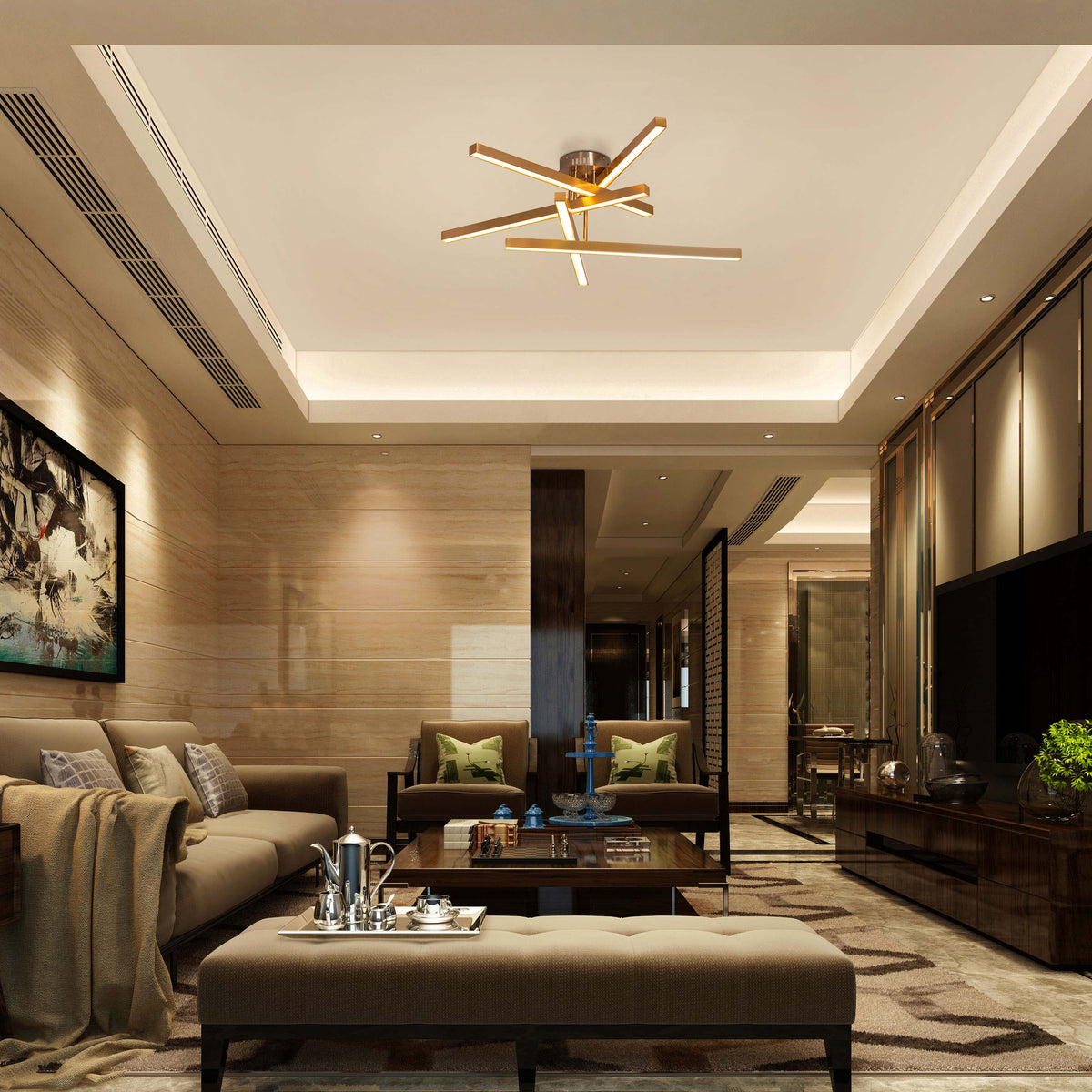 Run The World (Gold, Dimmable LED with Remote Control) Ceiling Light