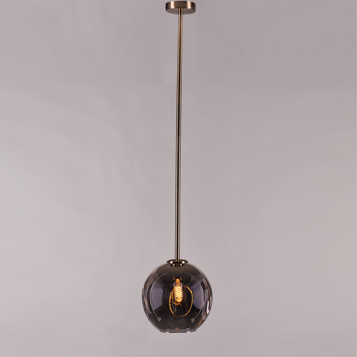 Tear Drop (Long, Smokey Grey, Gold) Glass Pendant Light