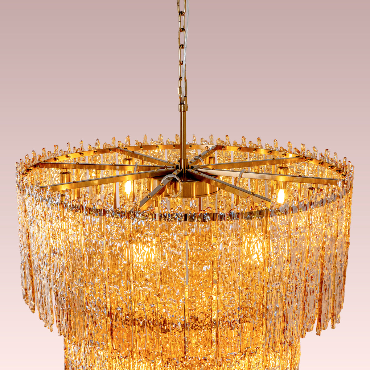 Sweeping Changes (Gold, Round, Molten Wax-Styled) Crystal Chandelier