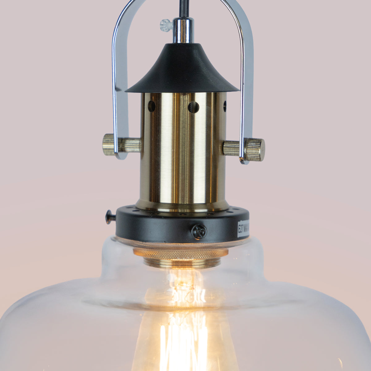 Amber Arcade (Gold, Amber) Clear Glass Pendant Light