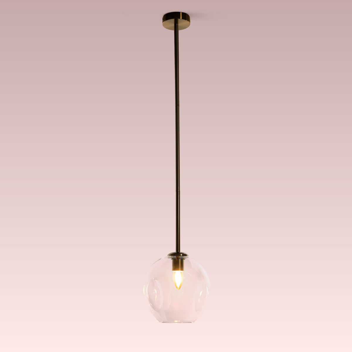 Tear Drop (Long, Clear, Gold) Glass Pendant Lamp