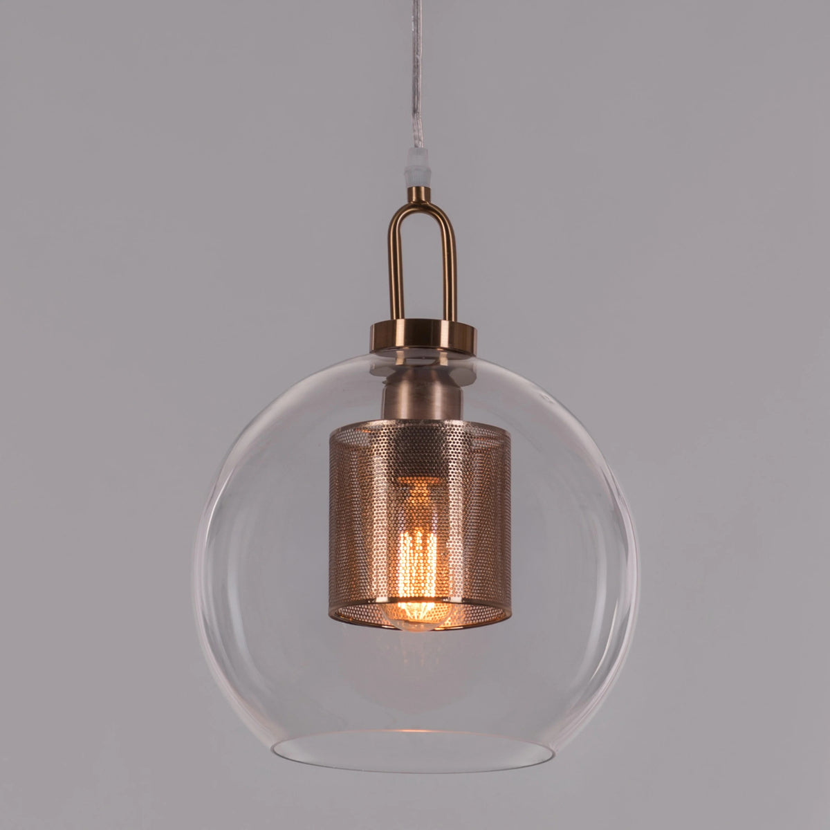 Good To Glow (Small, Gold) Clear Glass Round Pendant Light