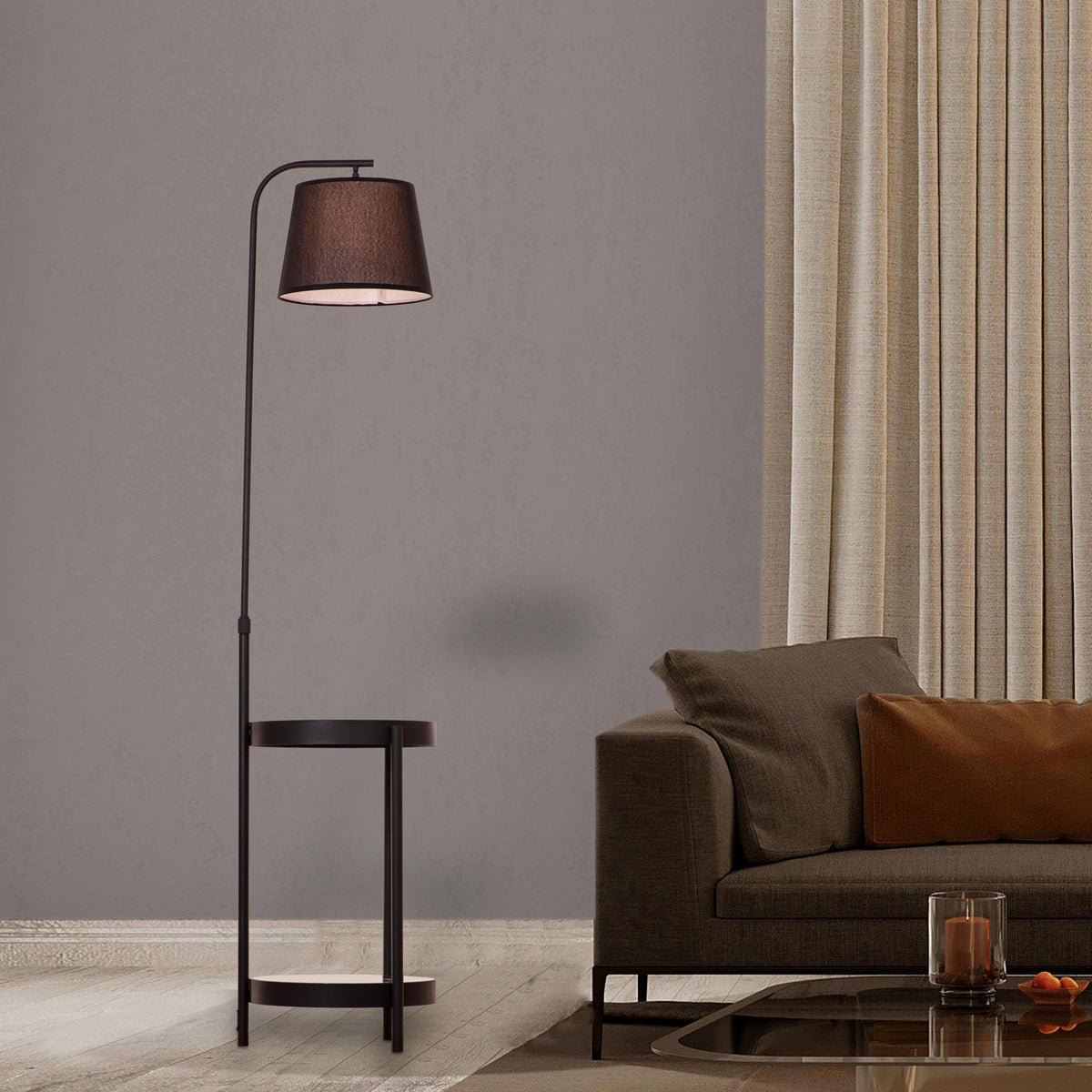 Three Steps Back (Black) Glass Floor Lamp