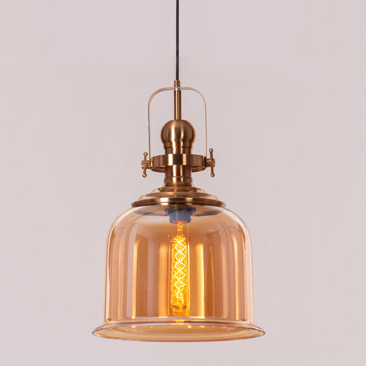 Amber Arcade (Gold, Amber) Clear Glass Pendant Light