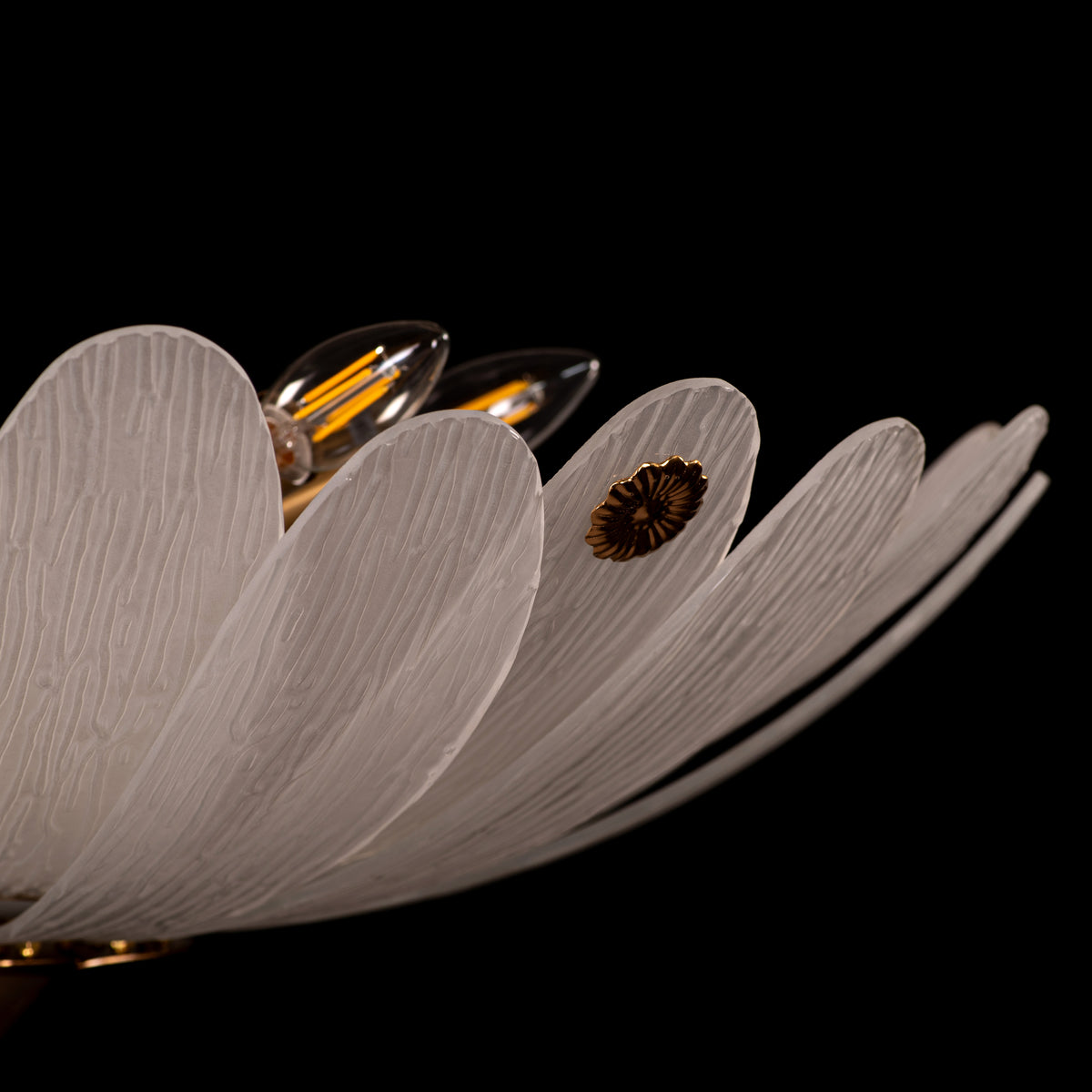 Althea (Gold, White) Frosted with Textured Glass Chandelier