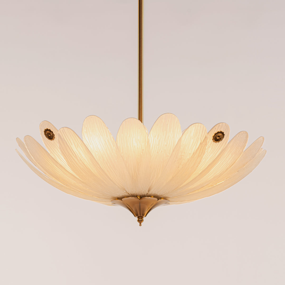 Althea (Gold, White) Frosted with Textured Glass Chandelier