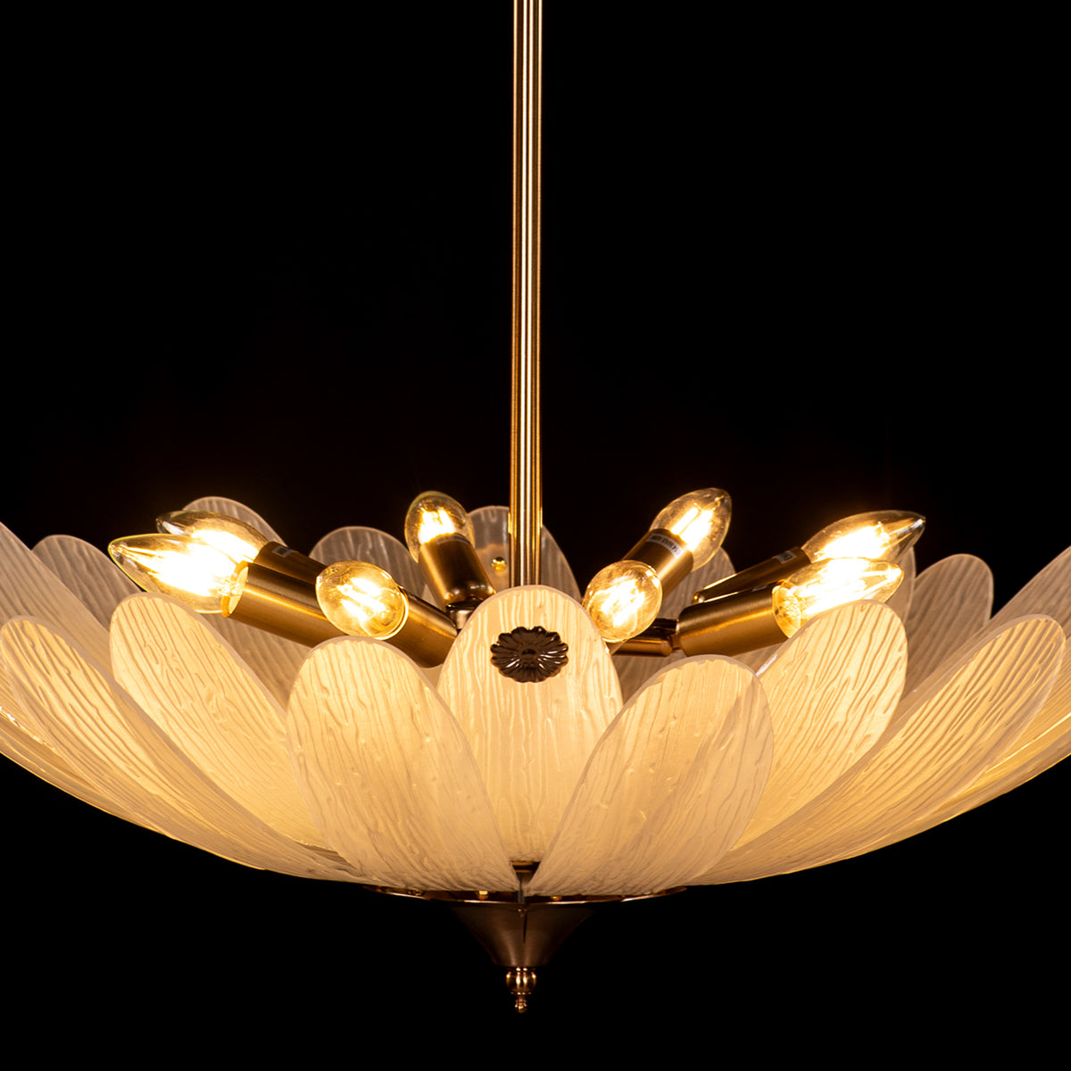 Althea (Gold, White) Frosted with Textured Glass Chandelier