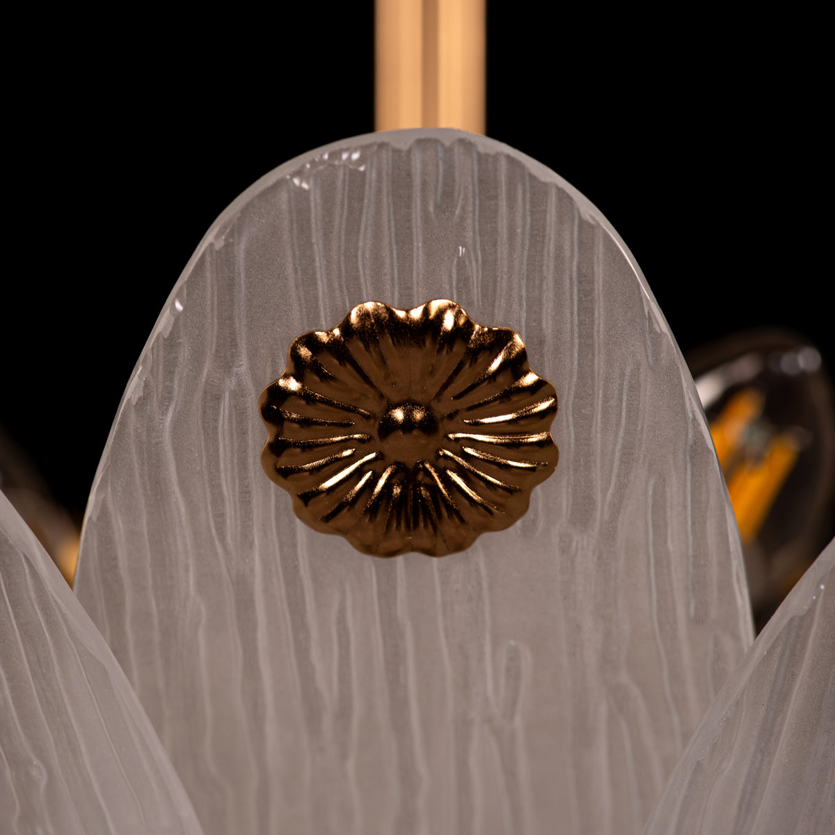 Althea (Gold, White) Frosted with Textured Glass Chandelier
