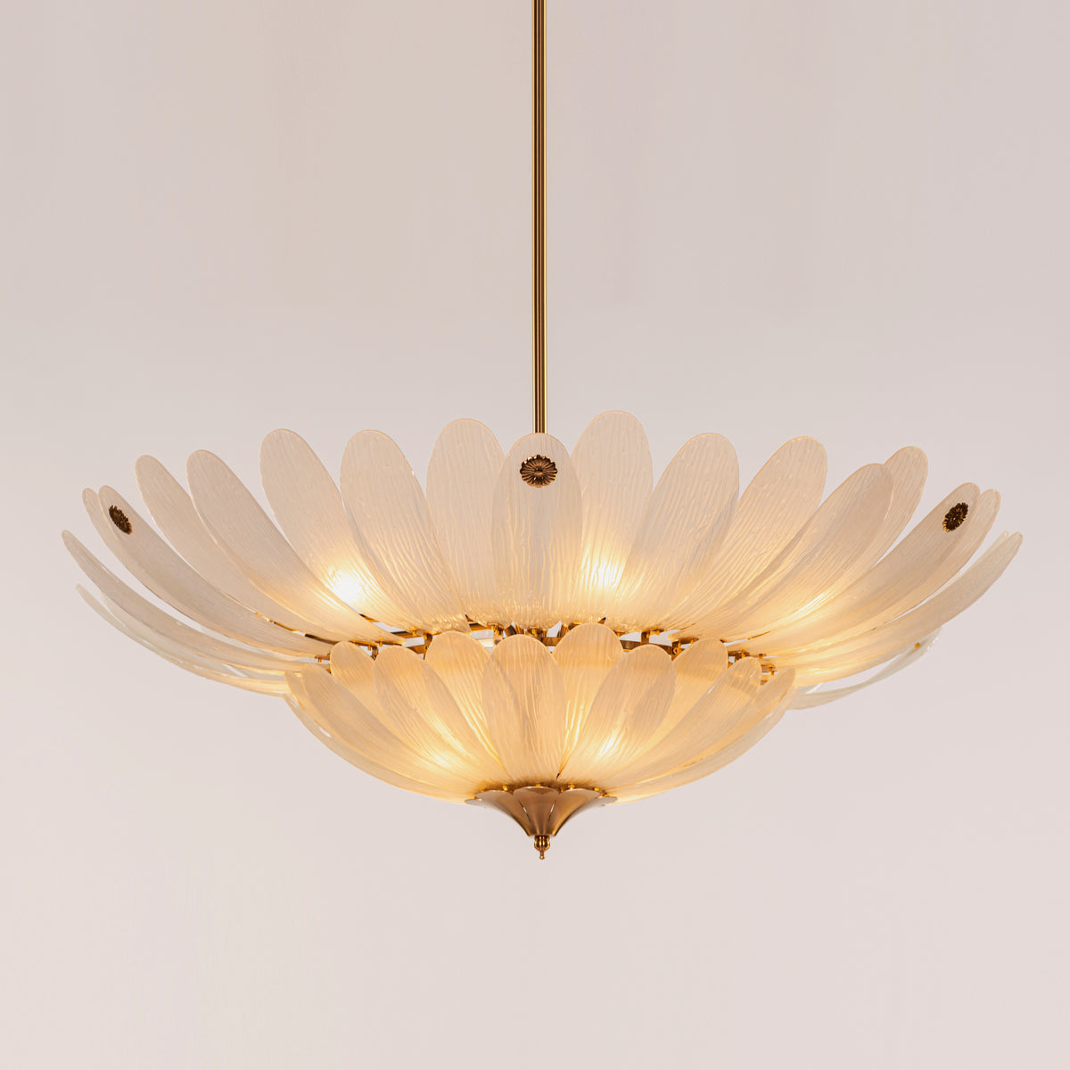 Althea (Grand,Gold & White) Frosted with Textured Glass Chandelier