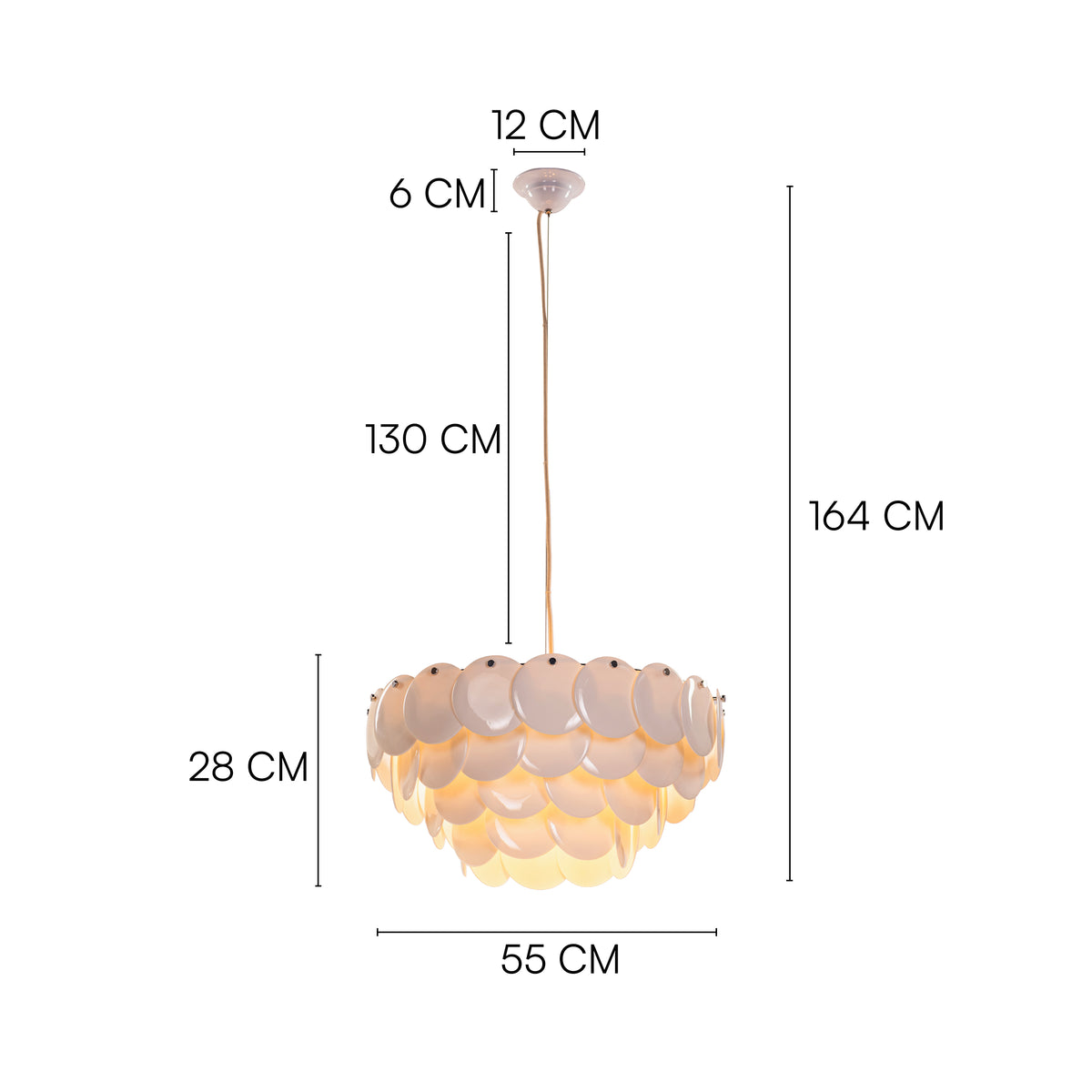 Porcelain Sail (Chrome, White) Ceramic Chandelier