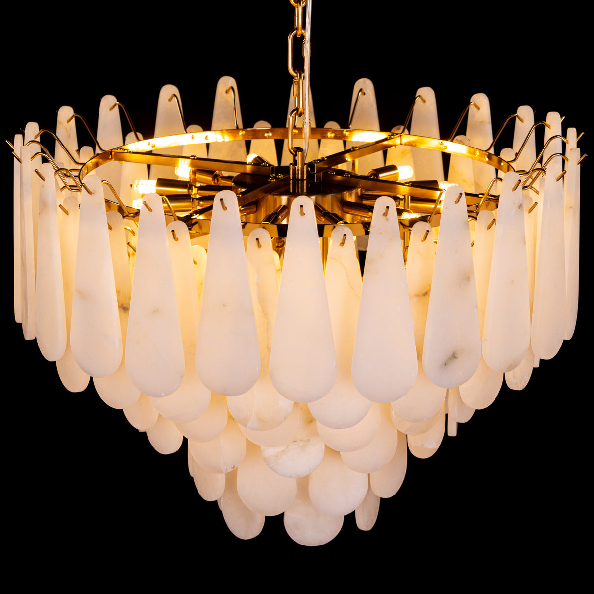 Ivory Cascade (Gold, White) Alabaster Chandelier