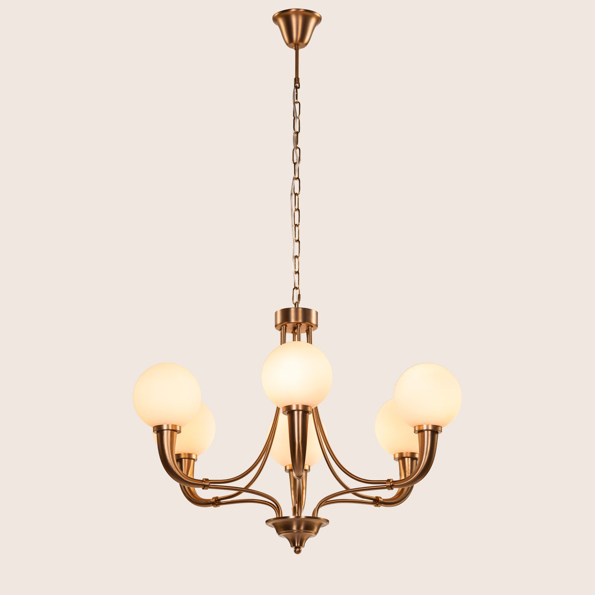 Kenswick (Gold, White) Frosted Glass Chandelier
