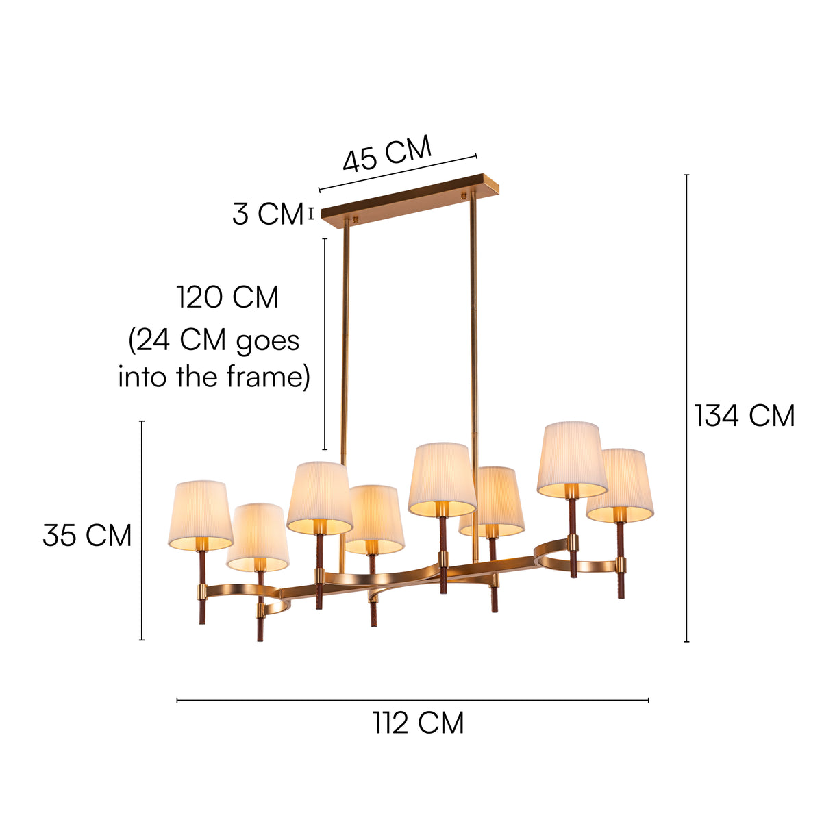 Mayfair Mews (Gold, White) Faux Leather Chandelier