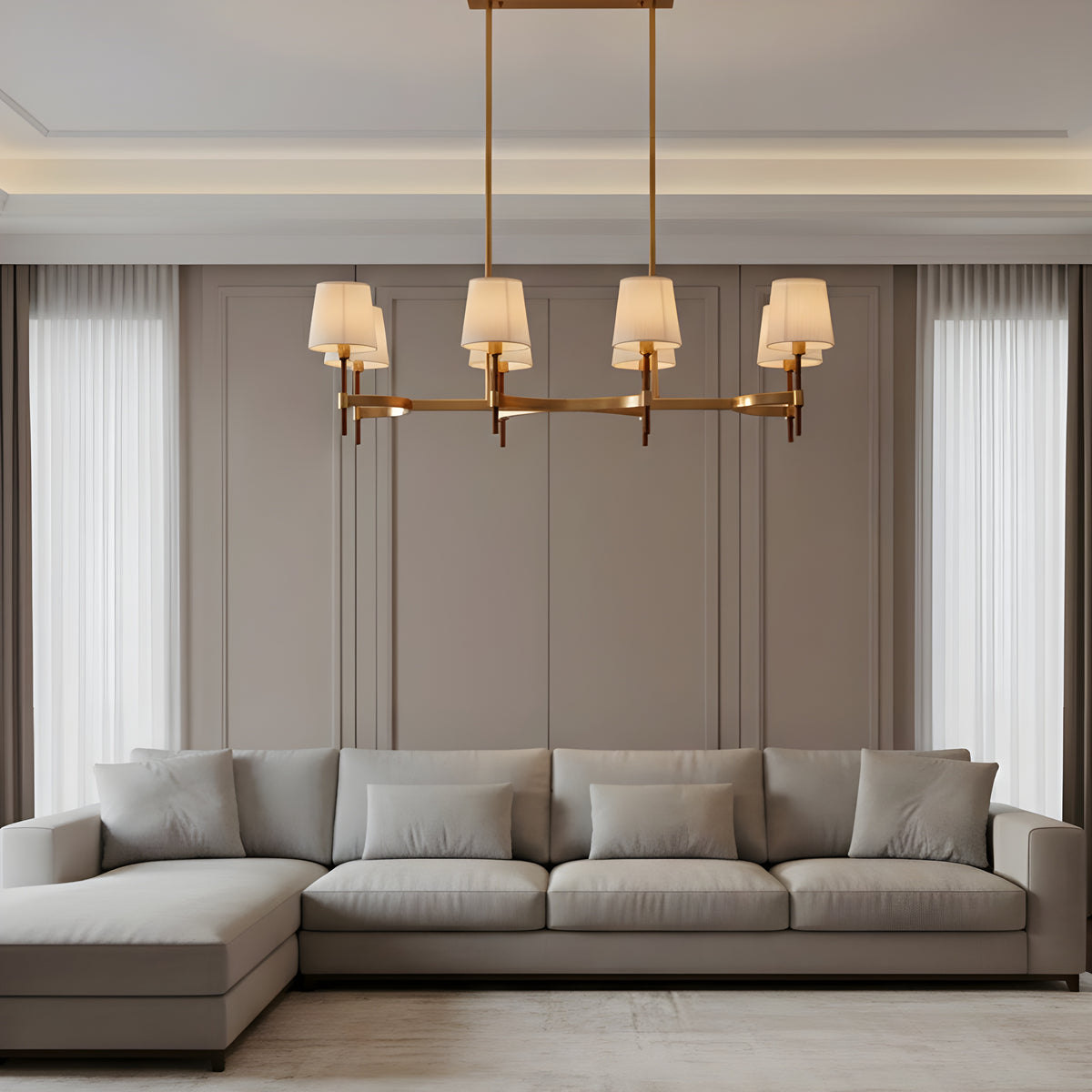 Mayfair Mews (Gold, White) Faux Leather Chandelier