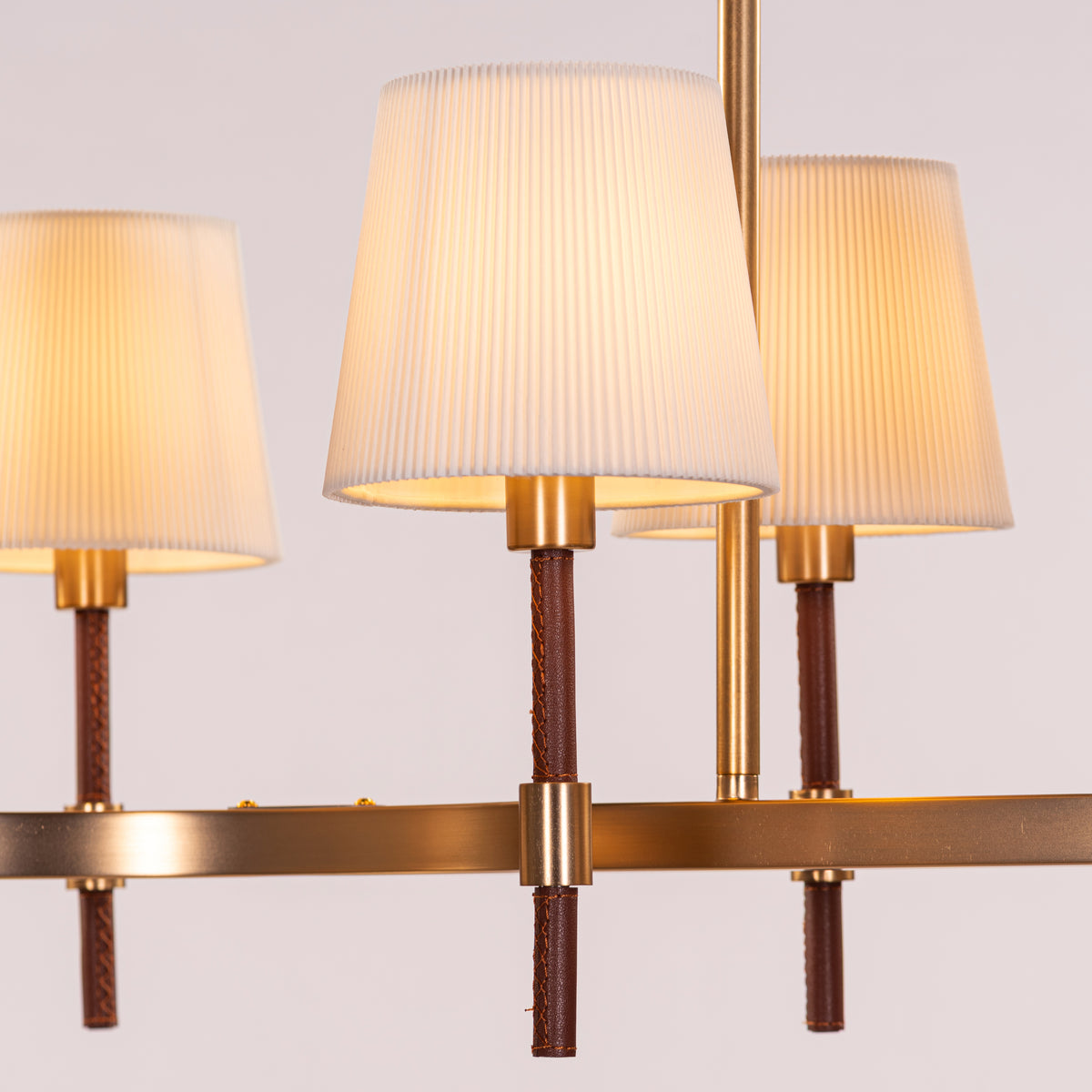 Mayfair Mews (Gold, White) Faux Leather Chandelier