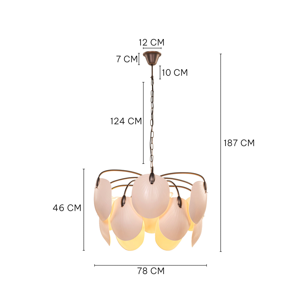 Petaline (Round, Brown, White) Ceramic Chandelier
