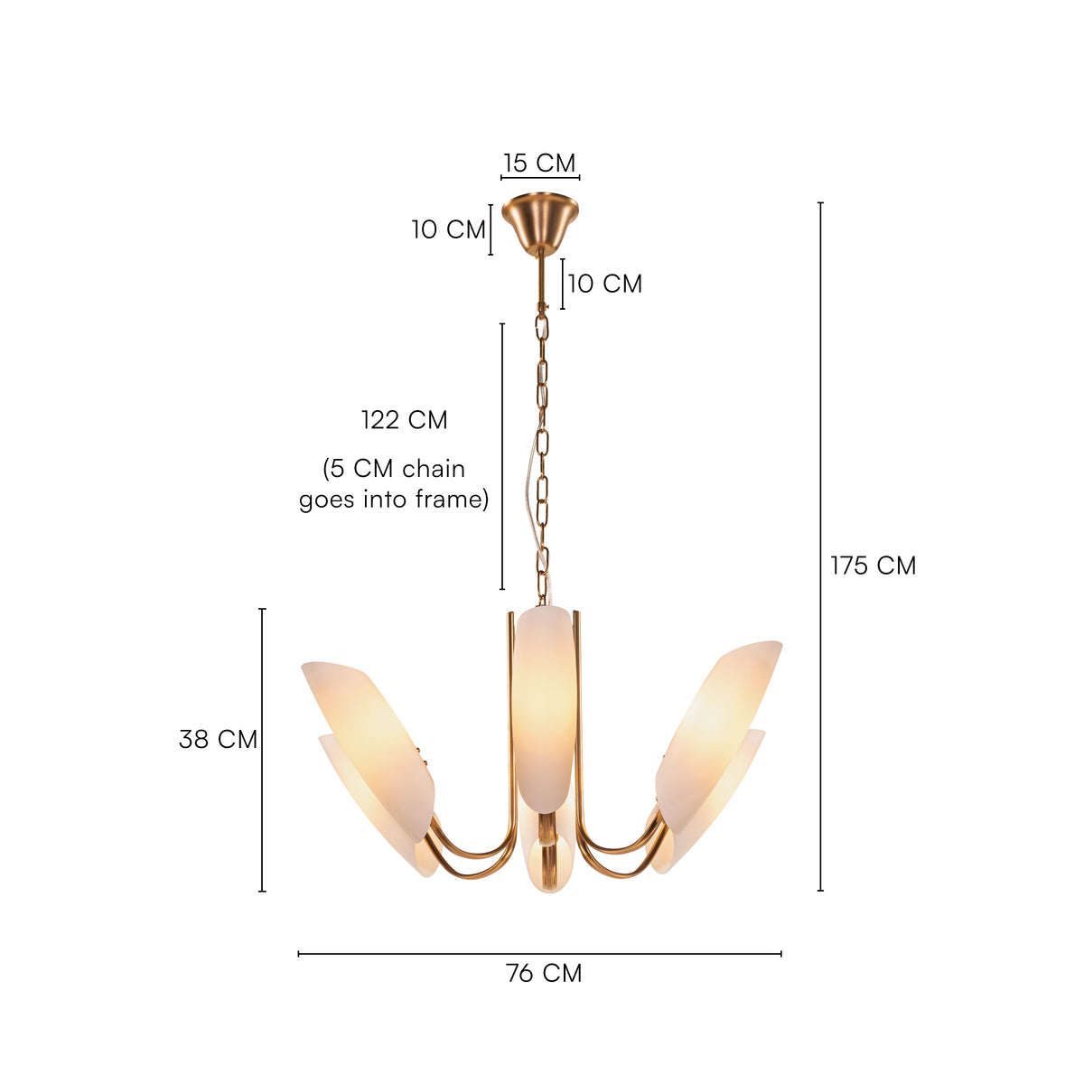 Silvana (Gold, White) Frosted Glass Chandelier