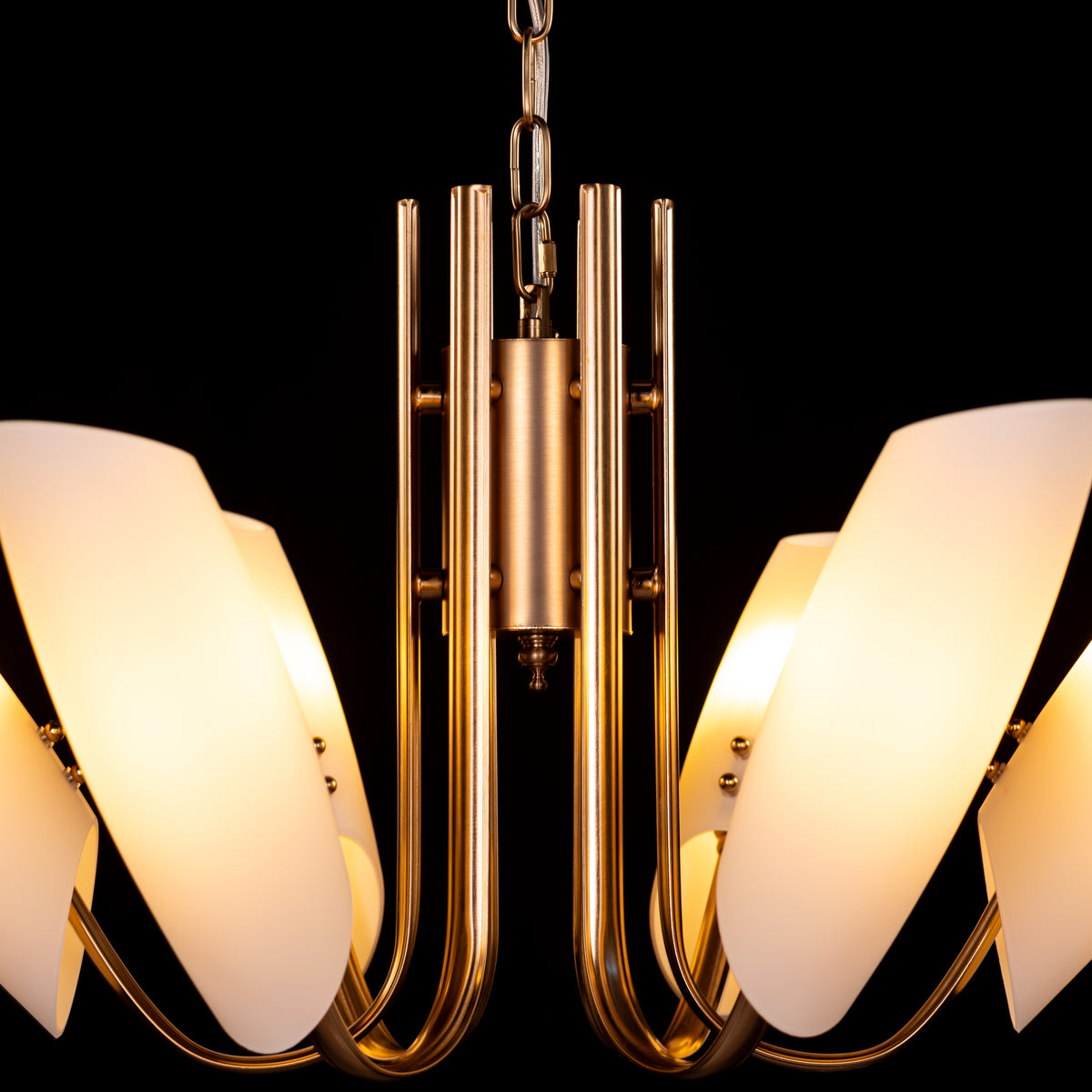 Silvana (Gold, White) Frosted Glass Chandelier