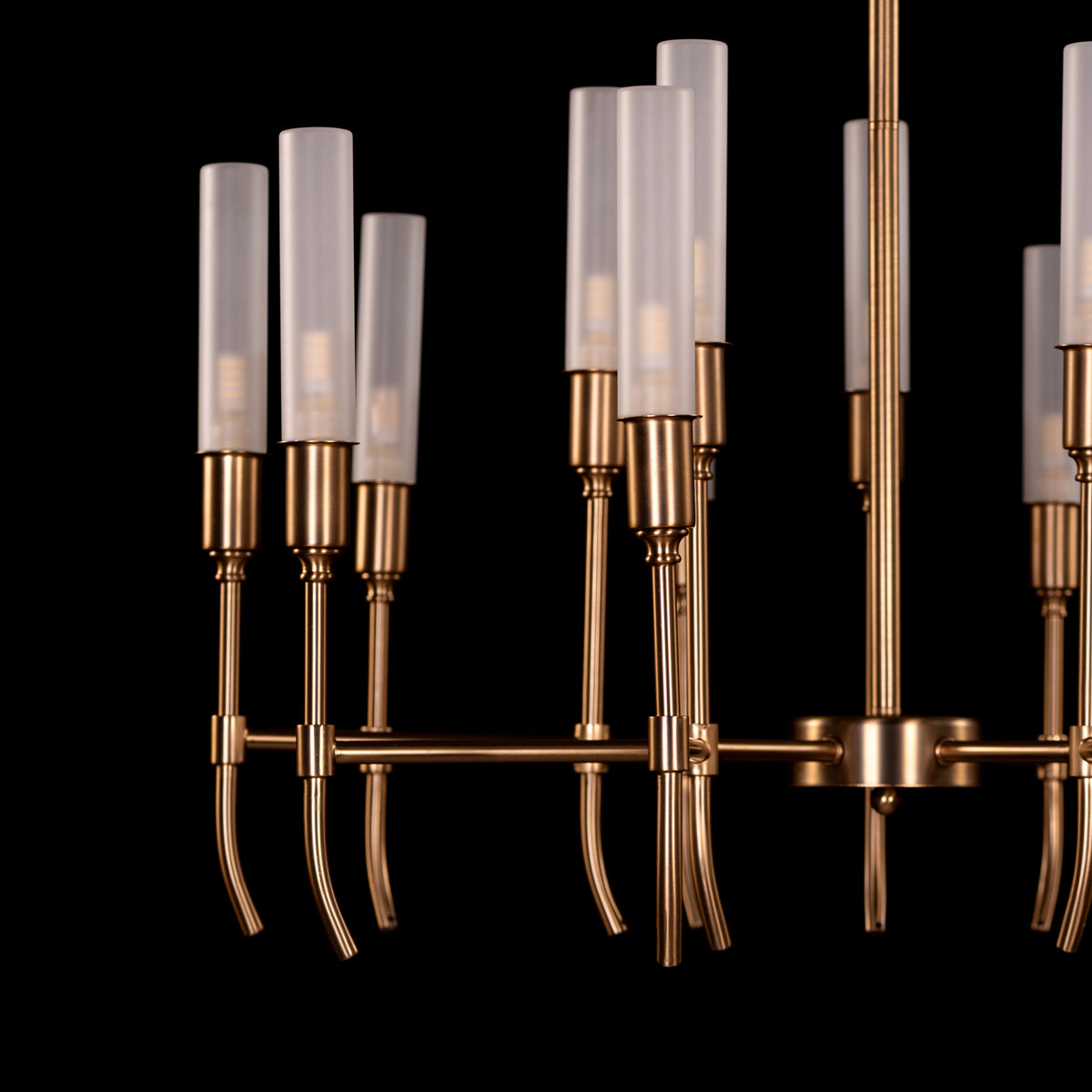 Cavendish (Round, Gold) Frosted Glass Chandelier
