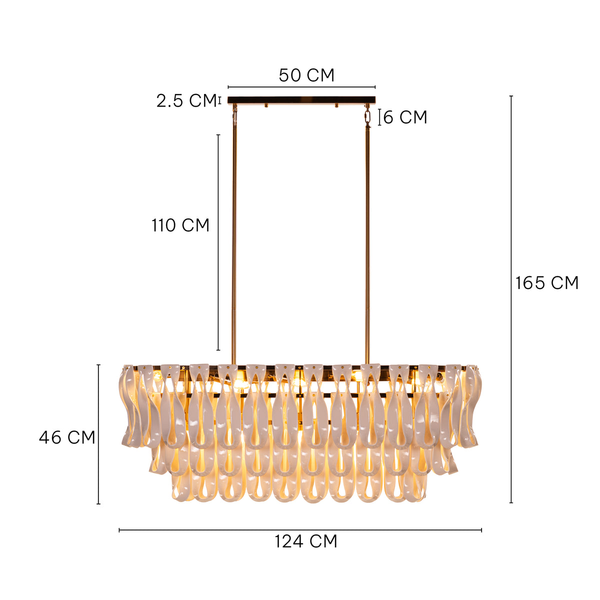 Vera (Long, Gold, White) Ceramic Chandelier