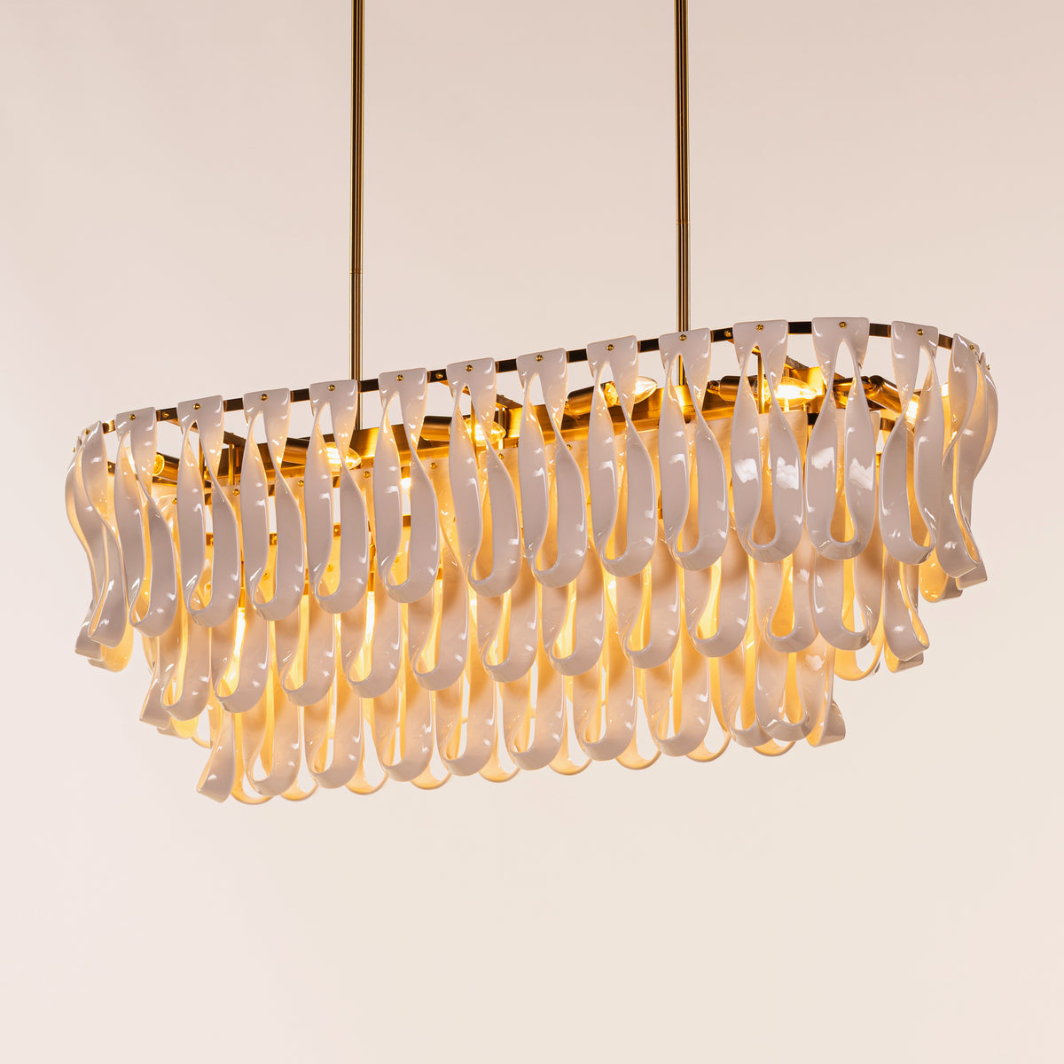 Vera (Long, Gold, White) Ceramic Chandelier