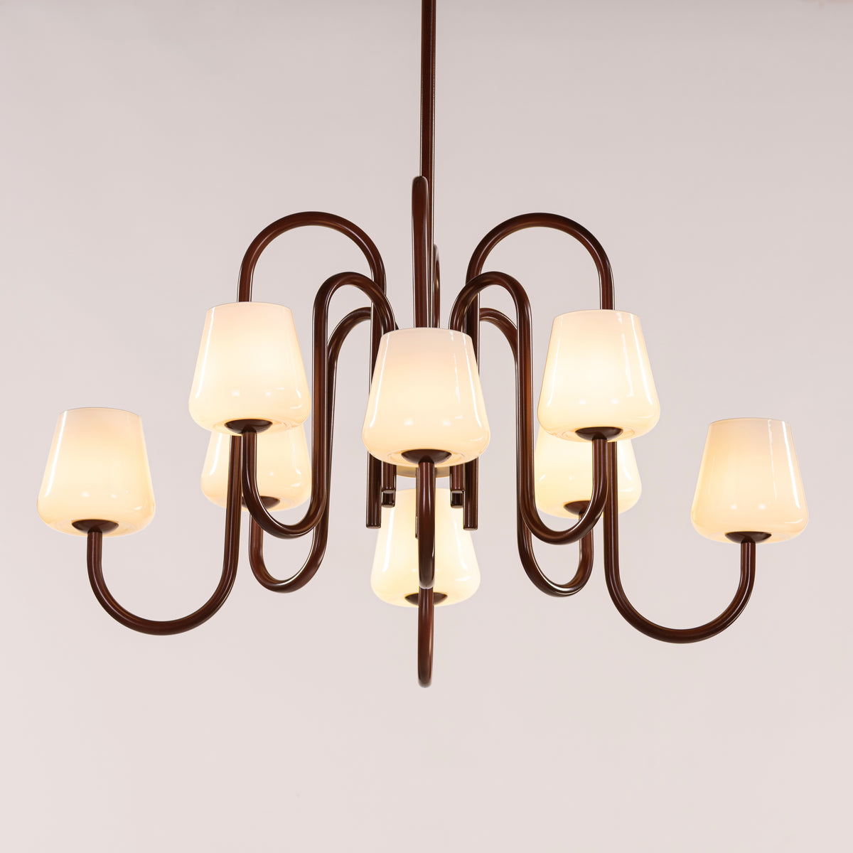 The Poet's Flame (Brown, White) Glass Chandelier