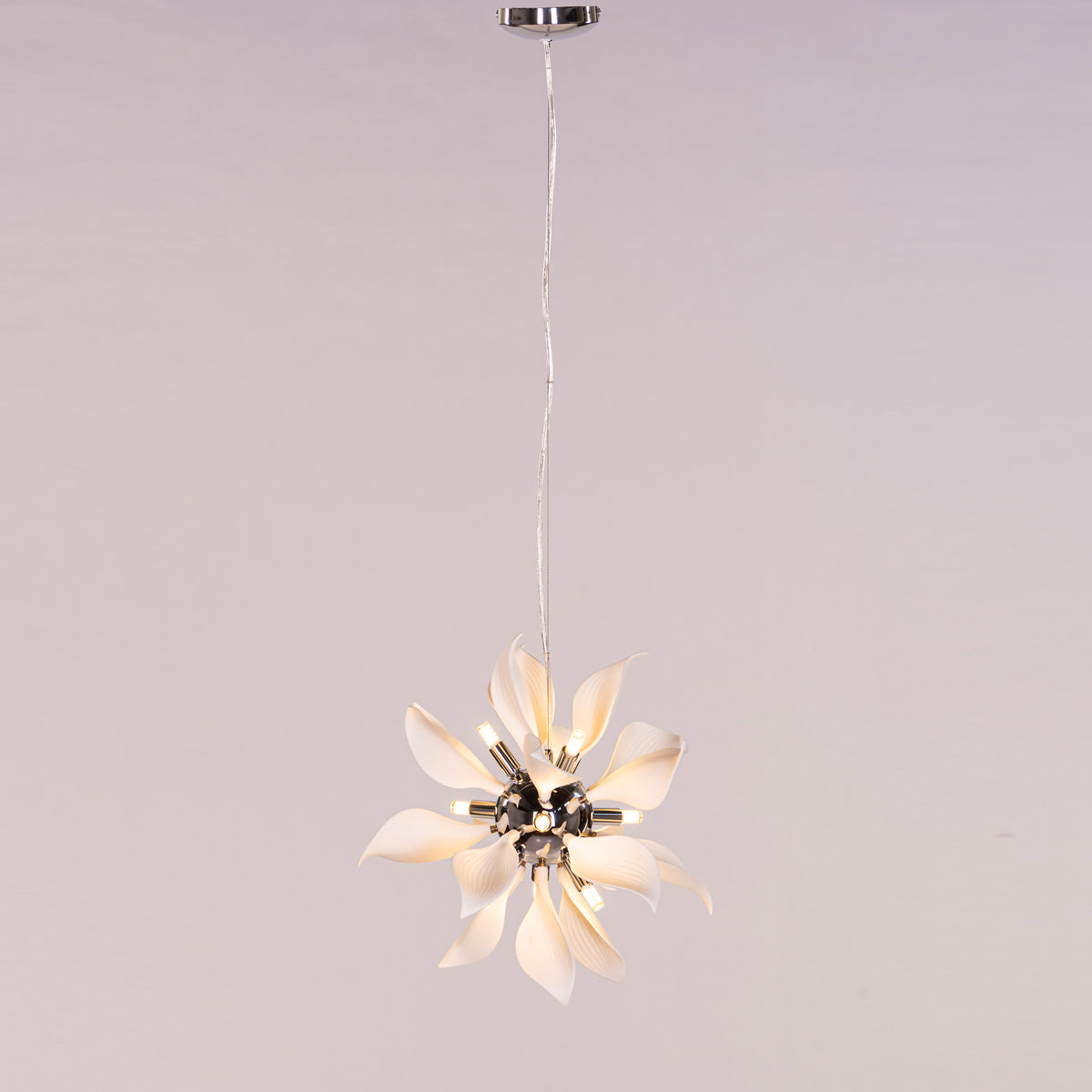 Ocean Lily (Chrome, White) Ceramic Pendant Light