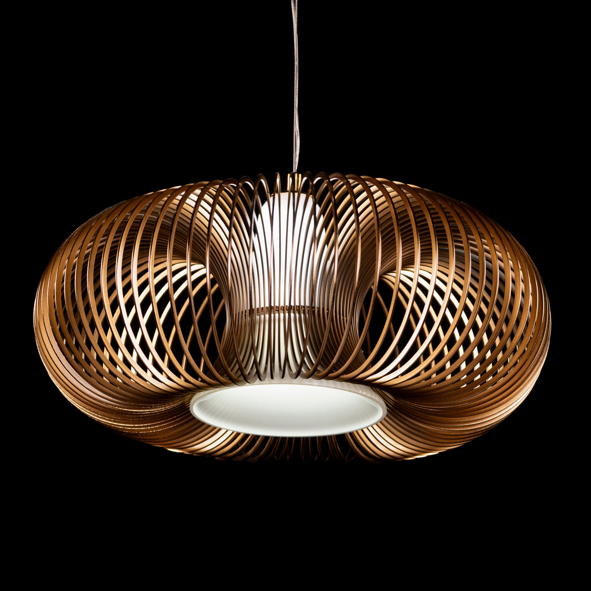 Oïna (Small, Gold, White) Metal & Glass Pendant Light