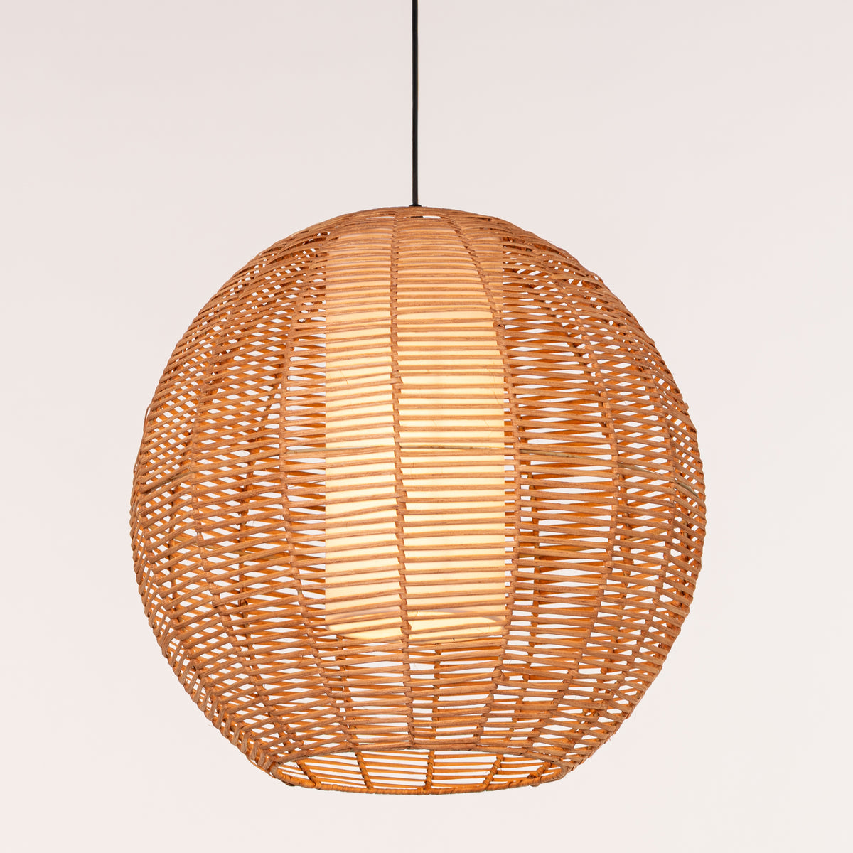 Sunlight Shore (Round, Beige) Rattan Pendant Light