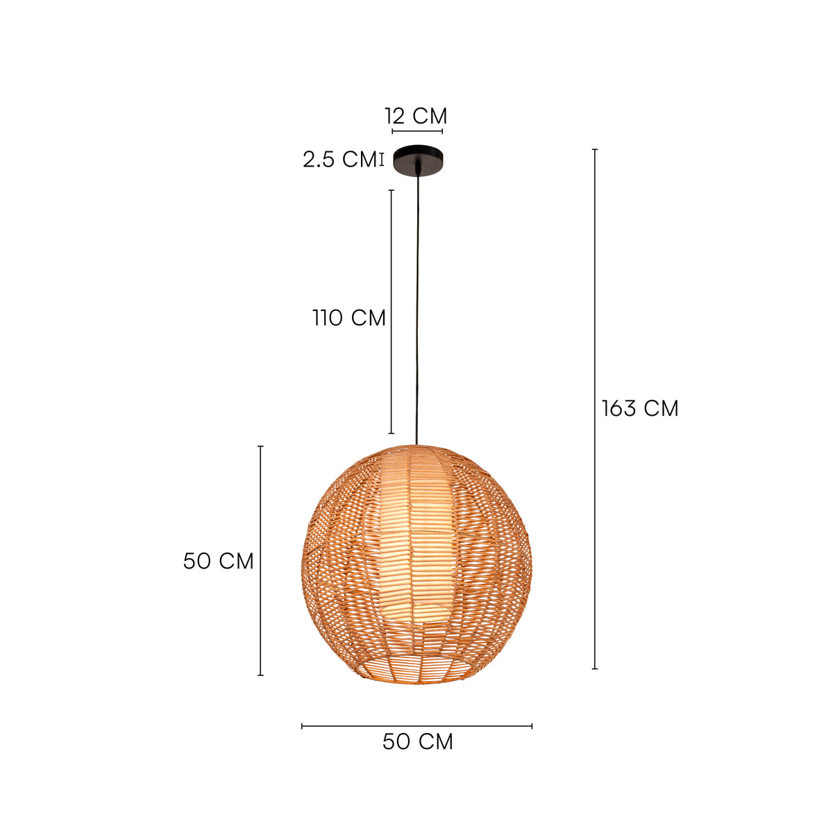 Sunlight Shore (Round, Beige) Rattan Pendant Light