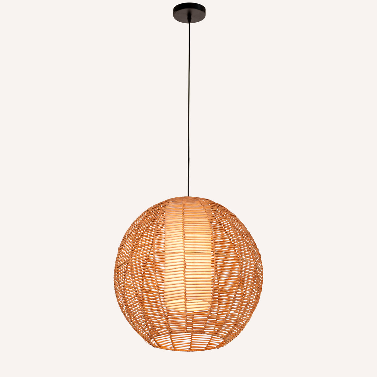 Sunlight Shore (Round, Beige) Rattan Pendant Light