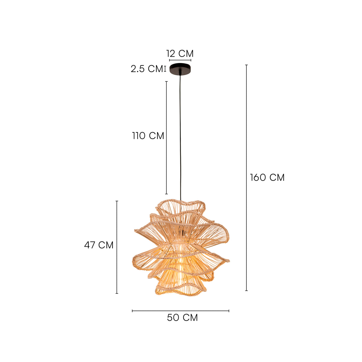 Seashell Whisper (Beige) Rattan Pendant Light