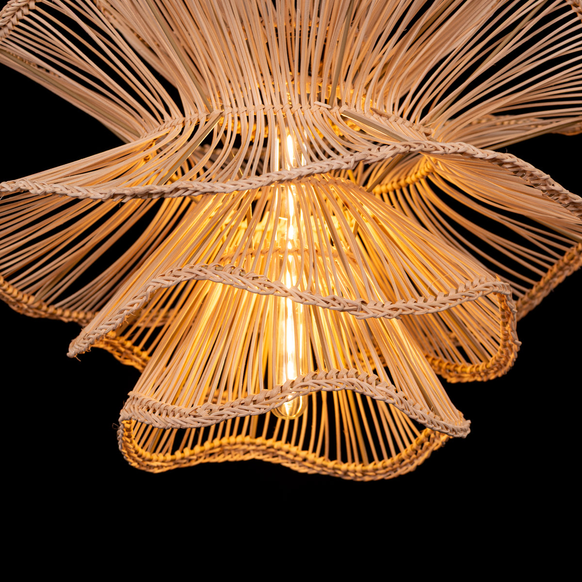 Seashell Whisper (Beige) Rattan Pendant Light