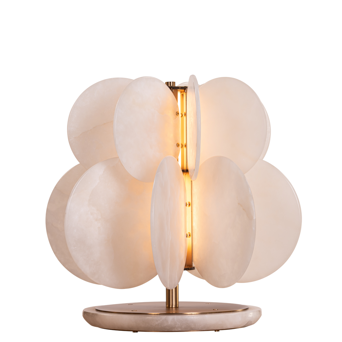 Anisora (Large, White, Gold) 3 Color LED Natural White Spanish Alabaster Table Lamp