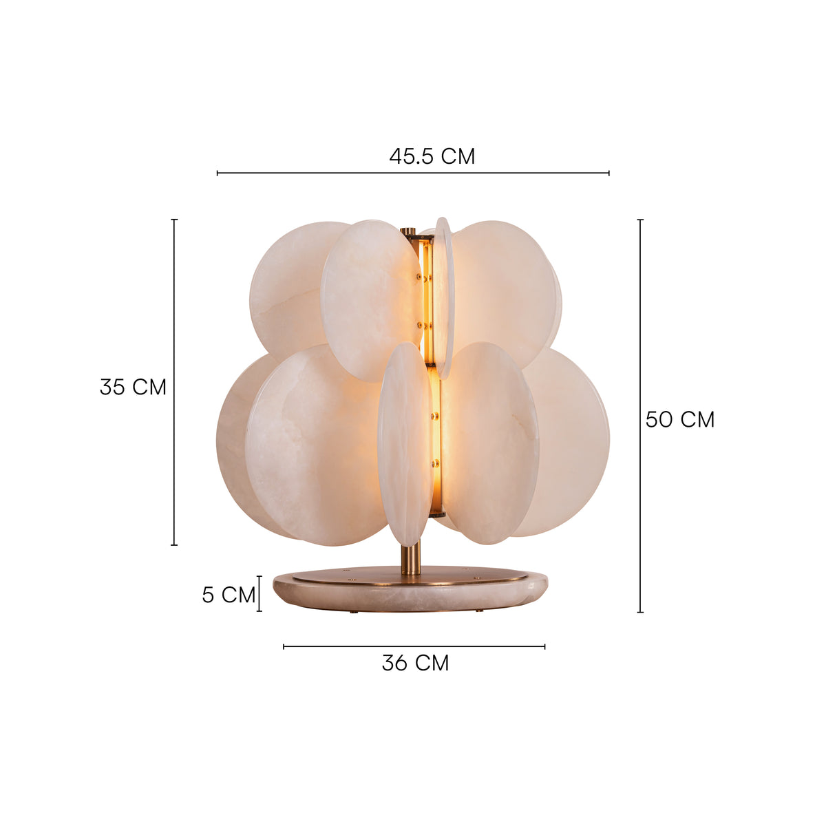 Anisora (Large, White, Gold) 3 Color LED Natural White Spanish Alabaster Table Lamp