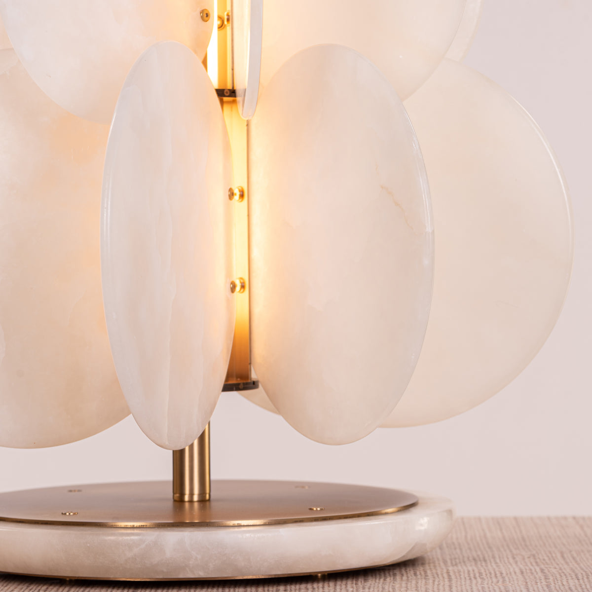 Anisora (Large, White, Gold) 3 Color LED Natural White Spanish Alabaster Table Lamp