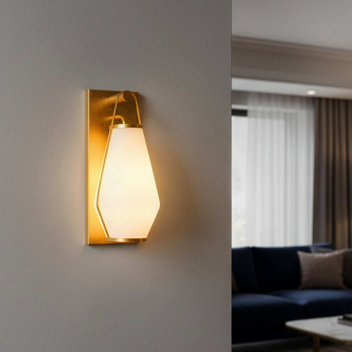 Egerton (Gold, White) Frosted Glass Wall Light