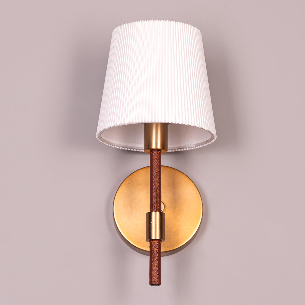 Mayfair Mews (Gold, White) Faux Leather Wall Light