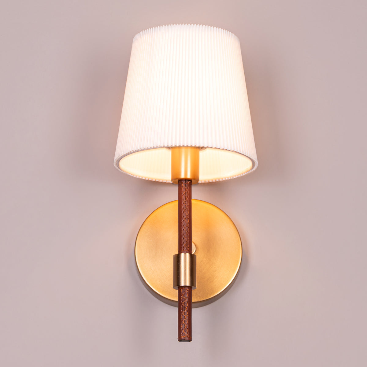 Mayfair Mews (Gold, White) Faux Leather Wall Light