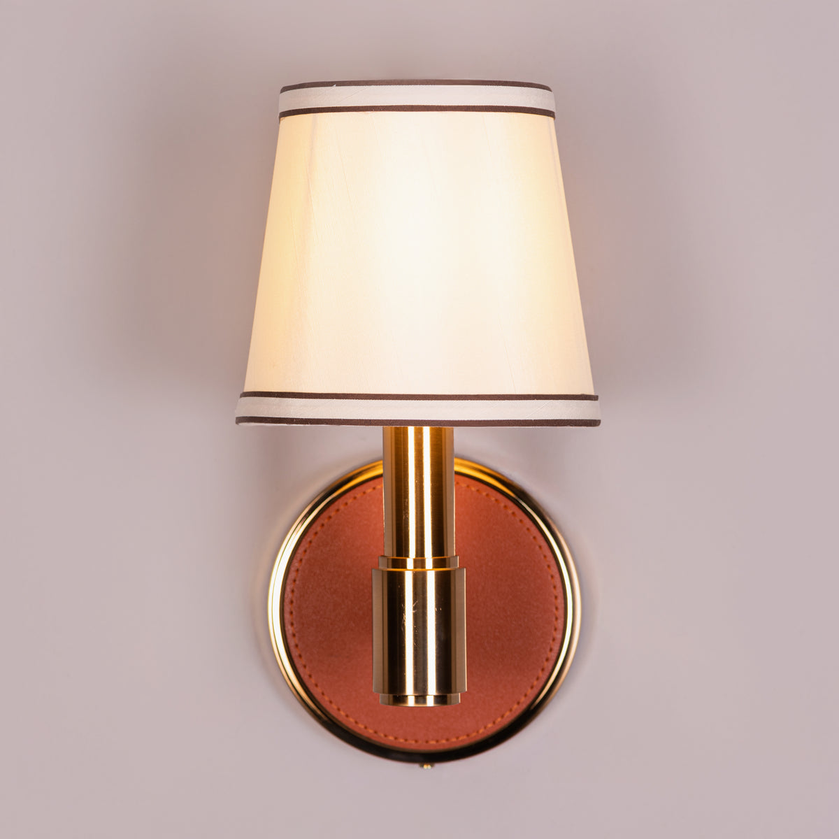 Ink & Ember (Gold, Brown) Faux Leather Wall Light