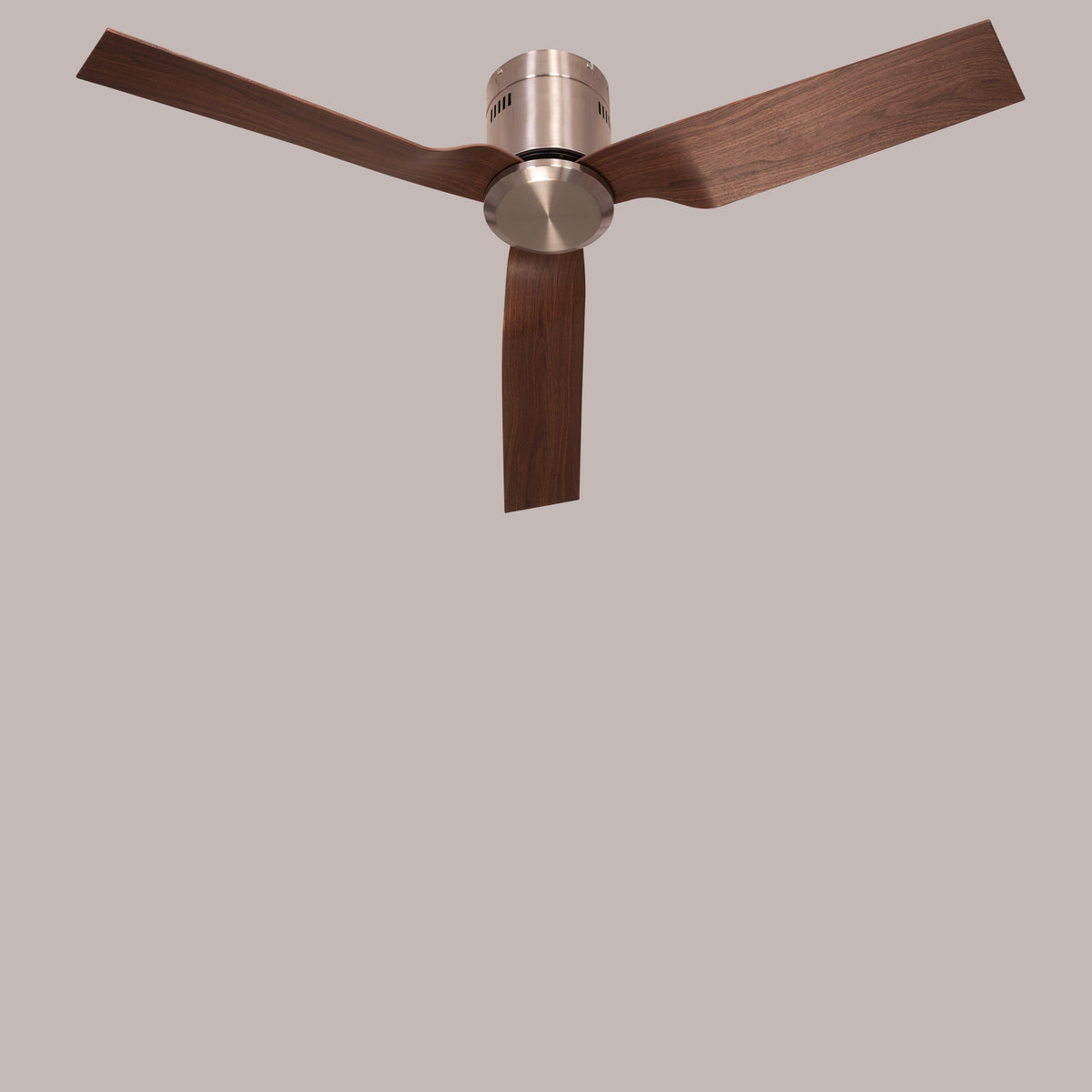 Saratoga (127 cm Span, Chrome Finish Metal Body, Teak Wood Finish ABS Blades) Ceiling Fan