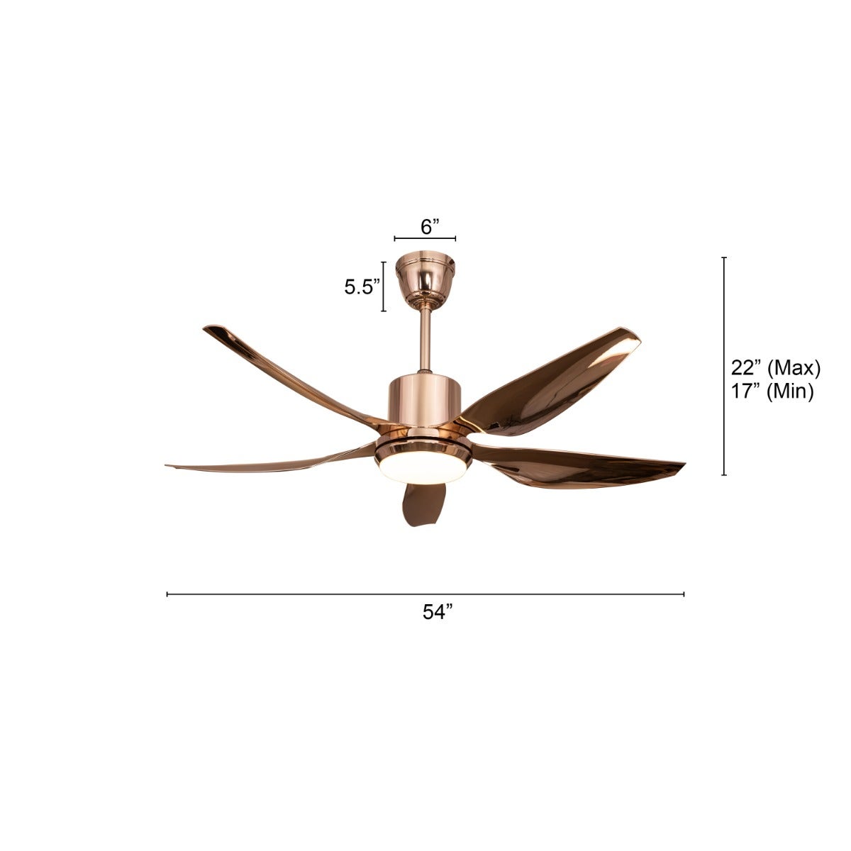 Revisited (137 cm Span, Gold Finish Metal Body, Gold Finish ABS Blades) Dimmable LED With Remote Control Ceiling Fan