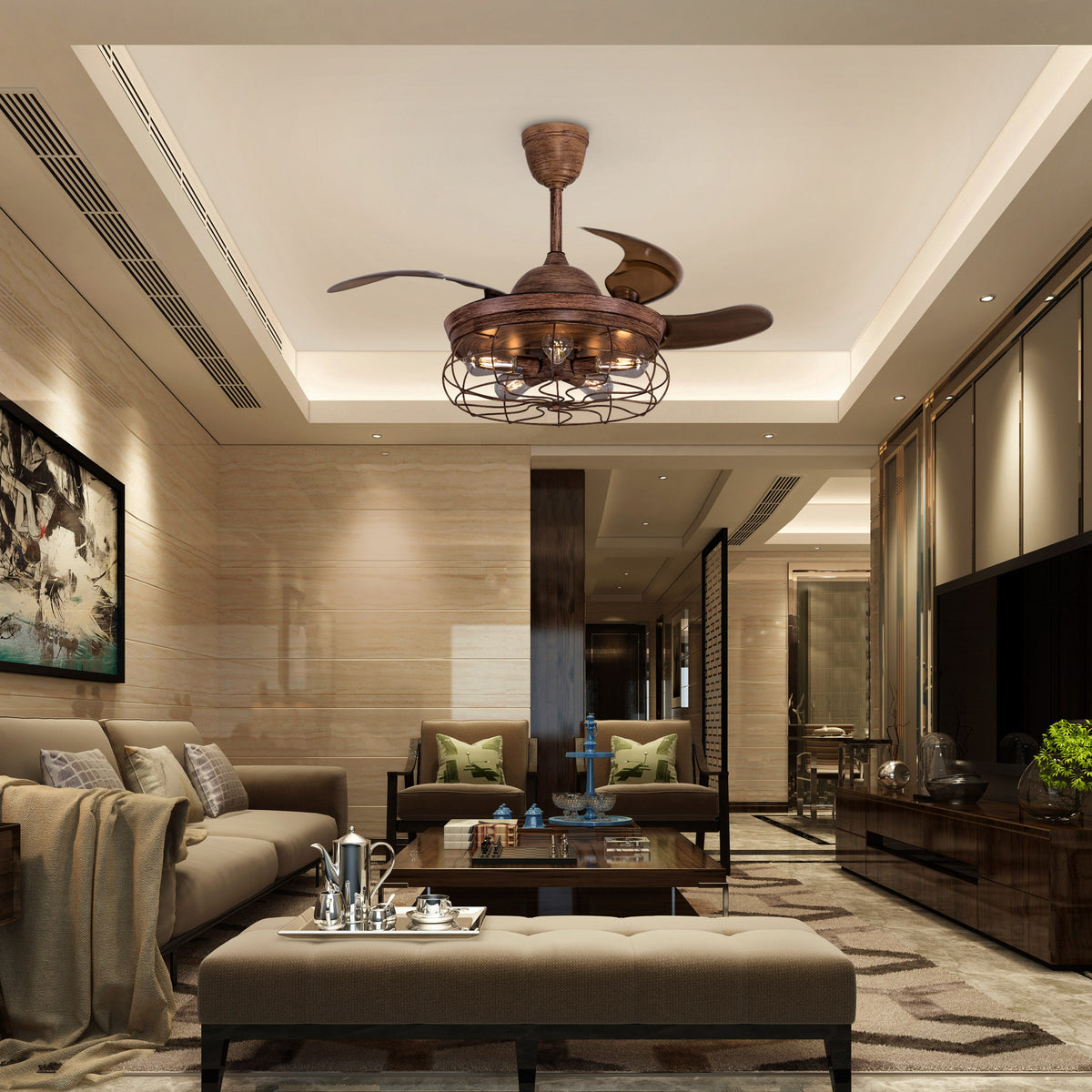 Sundowner (112 cm Span, Brown Finish Metal Body, Fan Blades In Translucent Brown Ceiling ABS Plastic) Ceiling Fan