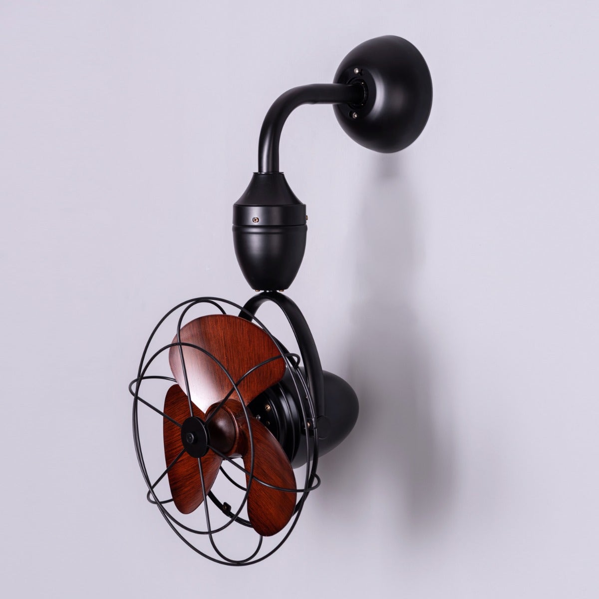 Canary Wharf (Oval Blade 28 cm Span, Black Finish Metal Body, Teak Wood Finish ABS Blades) Ceiling/Wall Fan