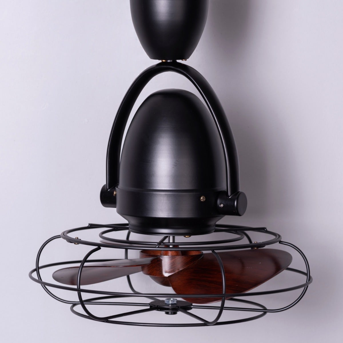 Canary Wharf (Oval Blade 28 cm Span, Black Finish Metal Body, Teak Wood Finish ABS Blades) Ceiling/Wall Fan
