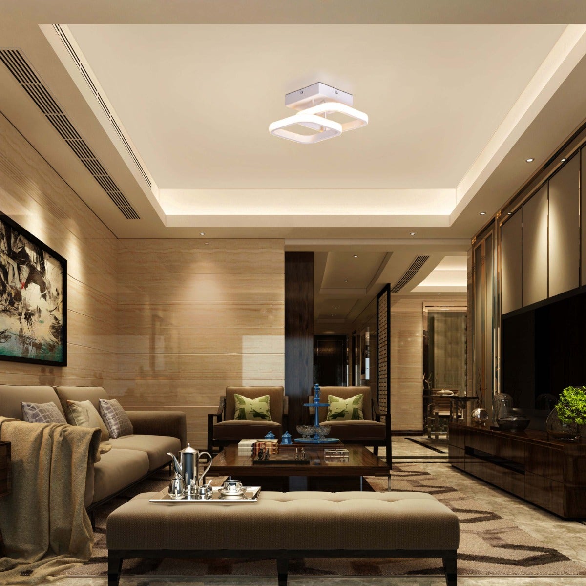 Light The Way (Square, White, 3 Color Dimmable LED with Remote Control) Ceiling Light