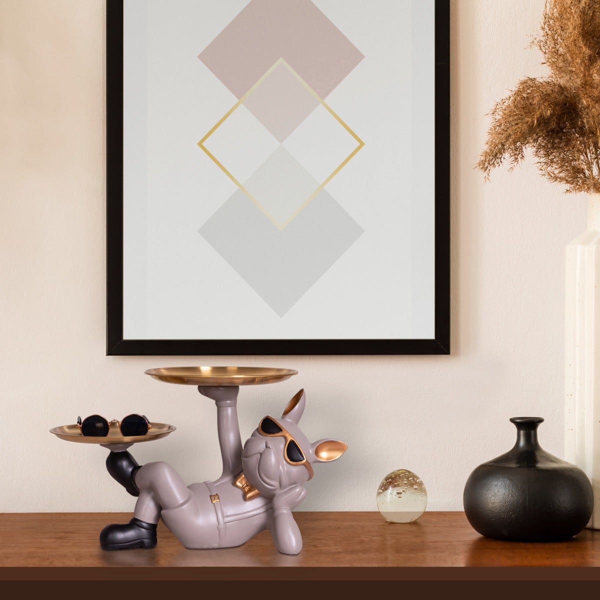 Drama Date (Grey, Gold) Home Decor Tray