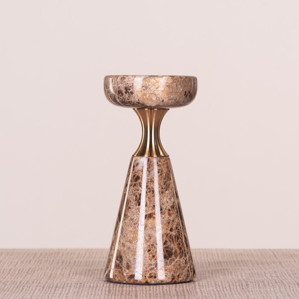 On The Spot (Large, Brown/Gold) Marble Candle Holder